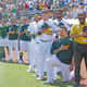 Former A’s catcher Bruce Maxwell kneels back in 2017.